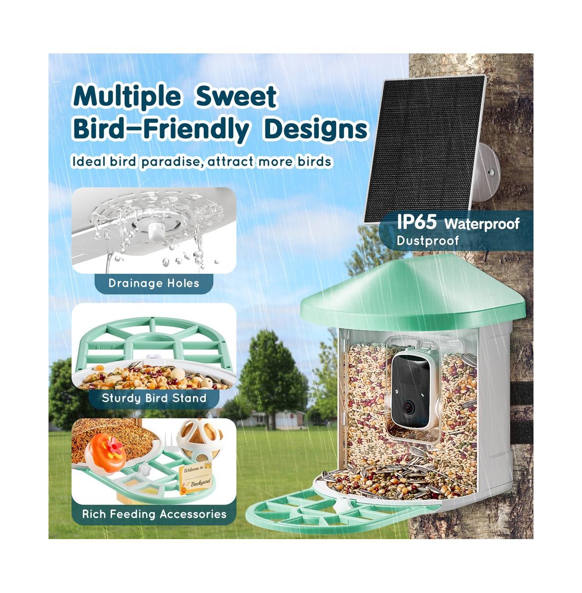 Sugift Smart Bird Feeder with 2K Camera Ai Identifies 10000 Bird Species