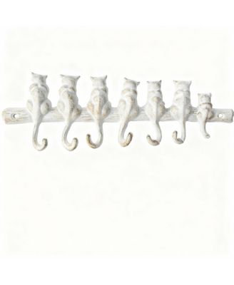 Cast Iron Wall Hook Rack with 7 Hooks - Rustic Decor for Coats, Hats, Keys
