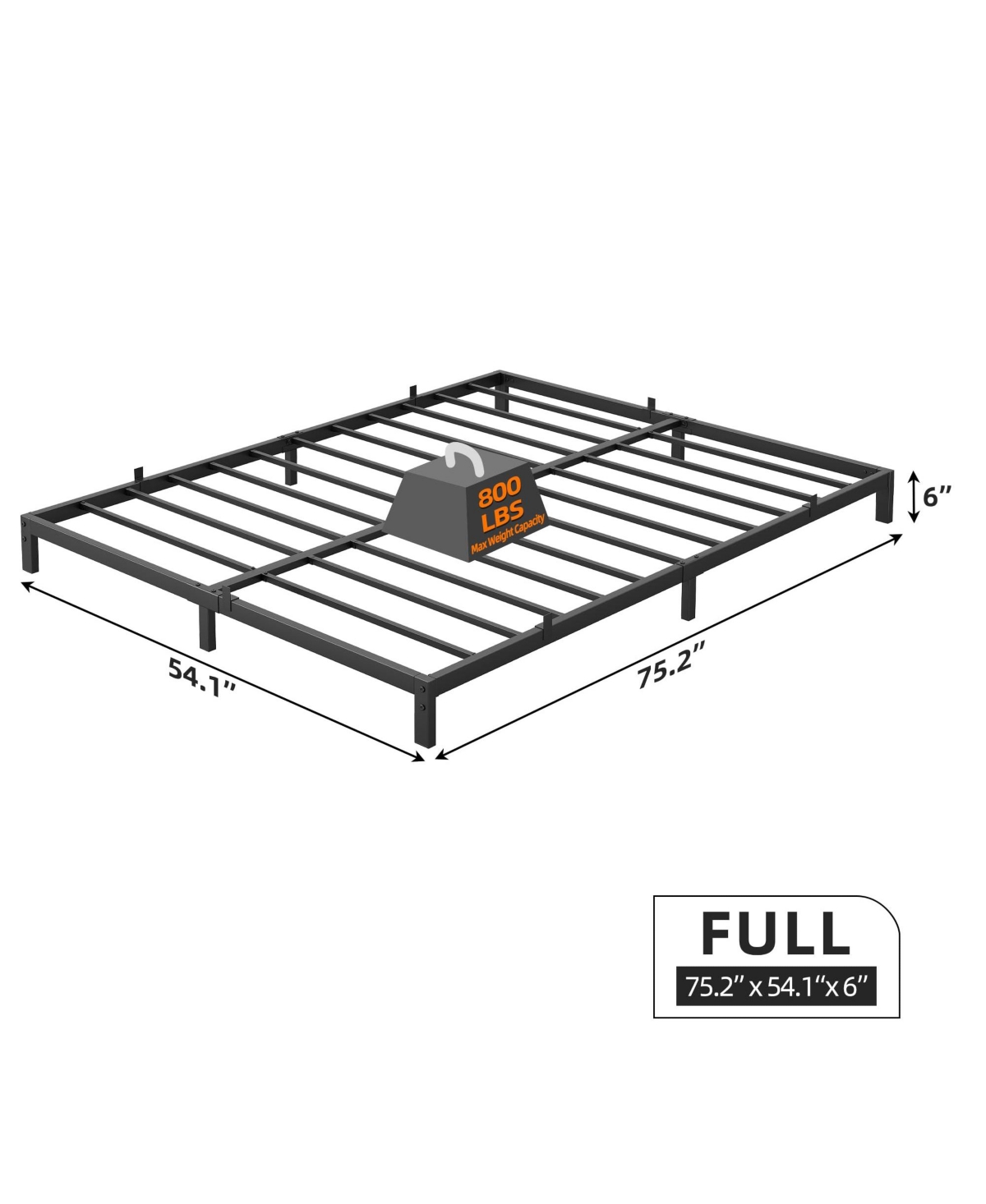 Homfan 6 Inch Metal Platform Bed Frame with Under-Bed Storage, Headboard Mount Holes, No Box Spring Needed