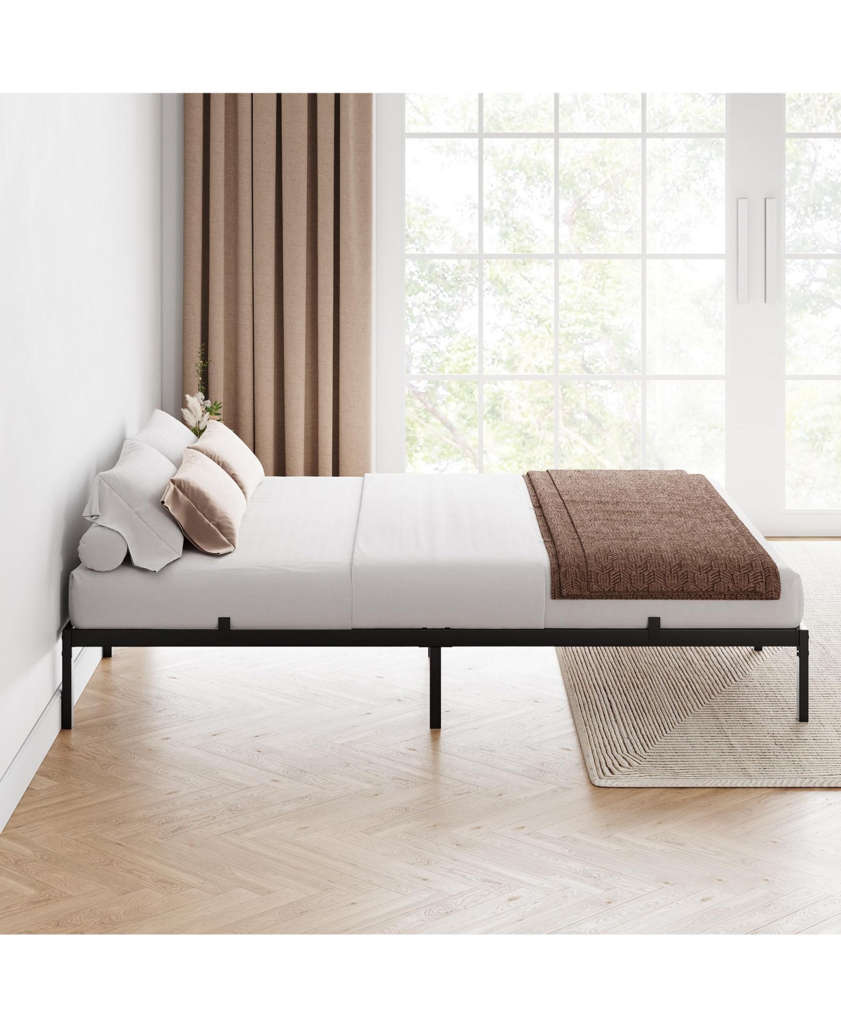 Homfan 6 Inch Metal Platform Bed Frame with Under-Bed Storage, Headboard Mount Holes, No Box Spring Needed