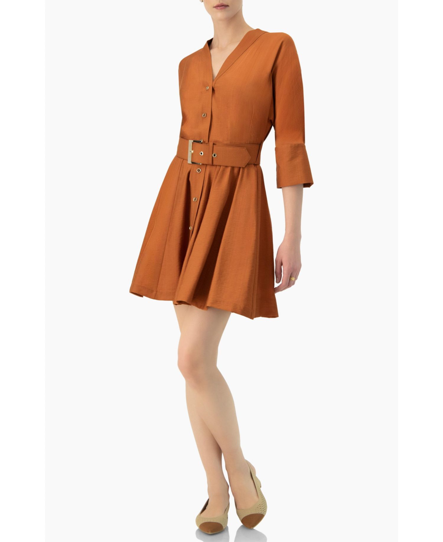 Women's Dolman Sleeve Solid Dress with Belt