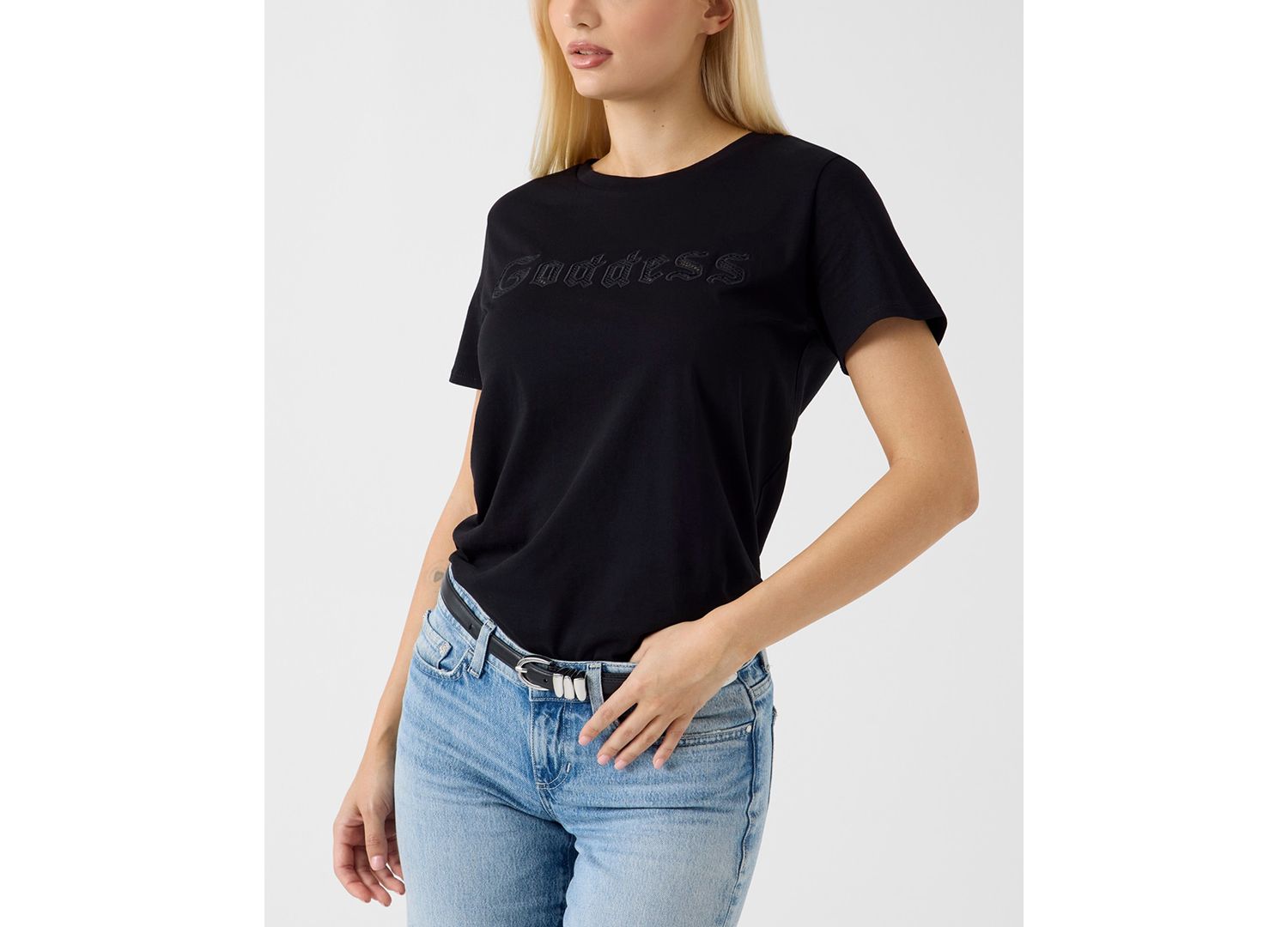 Women's Mesh Phrase Short-Sleeve Cotton T-Shirt
