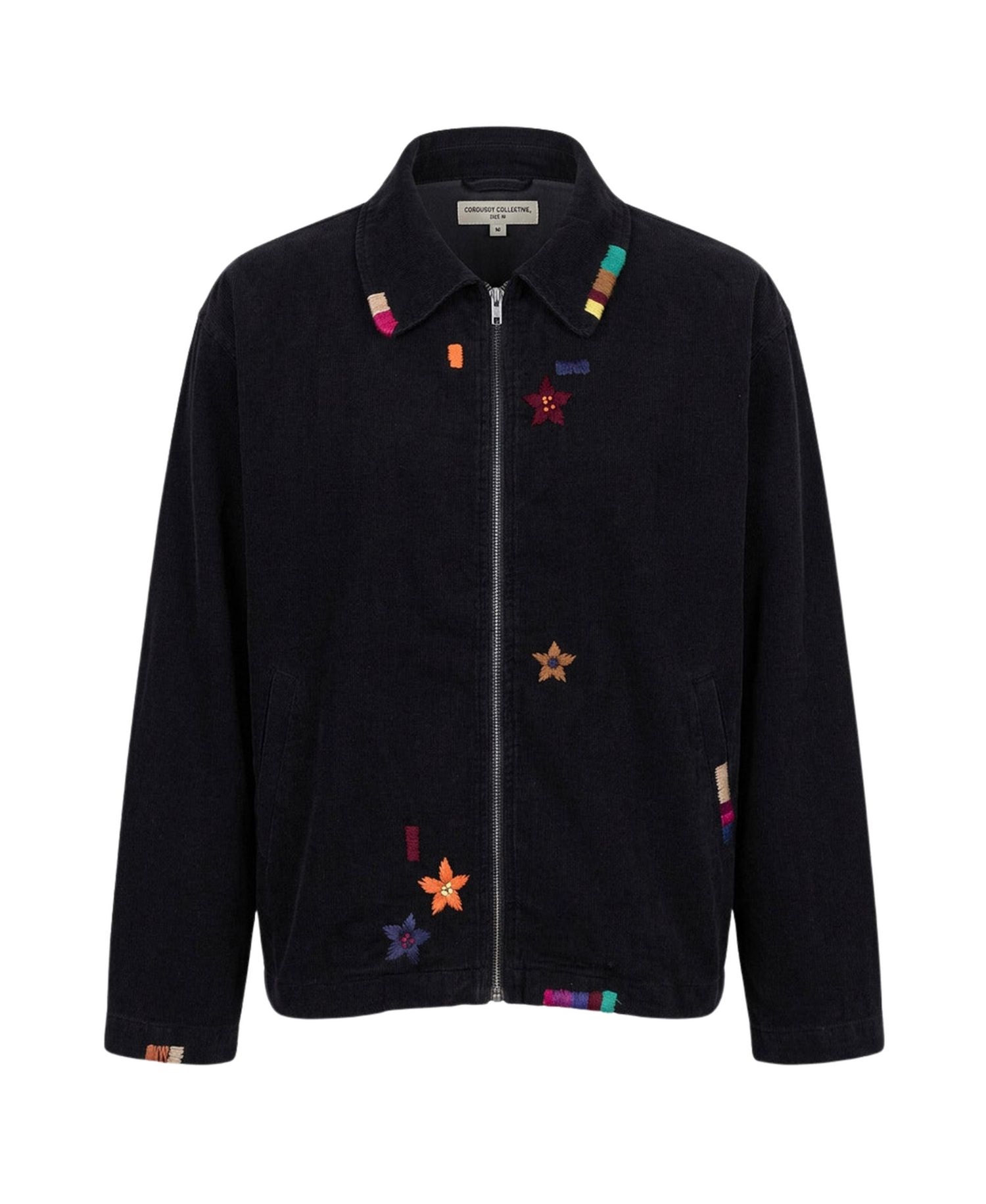 Men's Embroidered Contrast-Trim Zip-Front Jacket