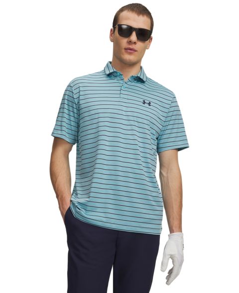 Мужское поло Under Armour Matchplay Stripe Polo Shirt, цвет: Синий мглистый