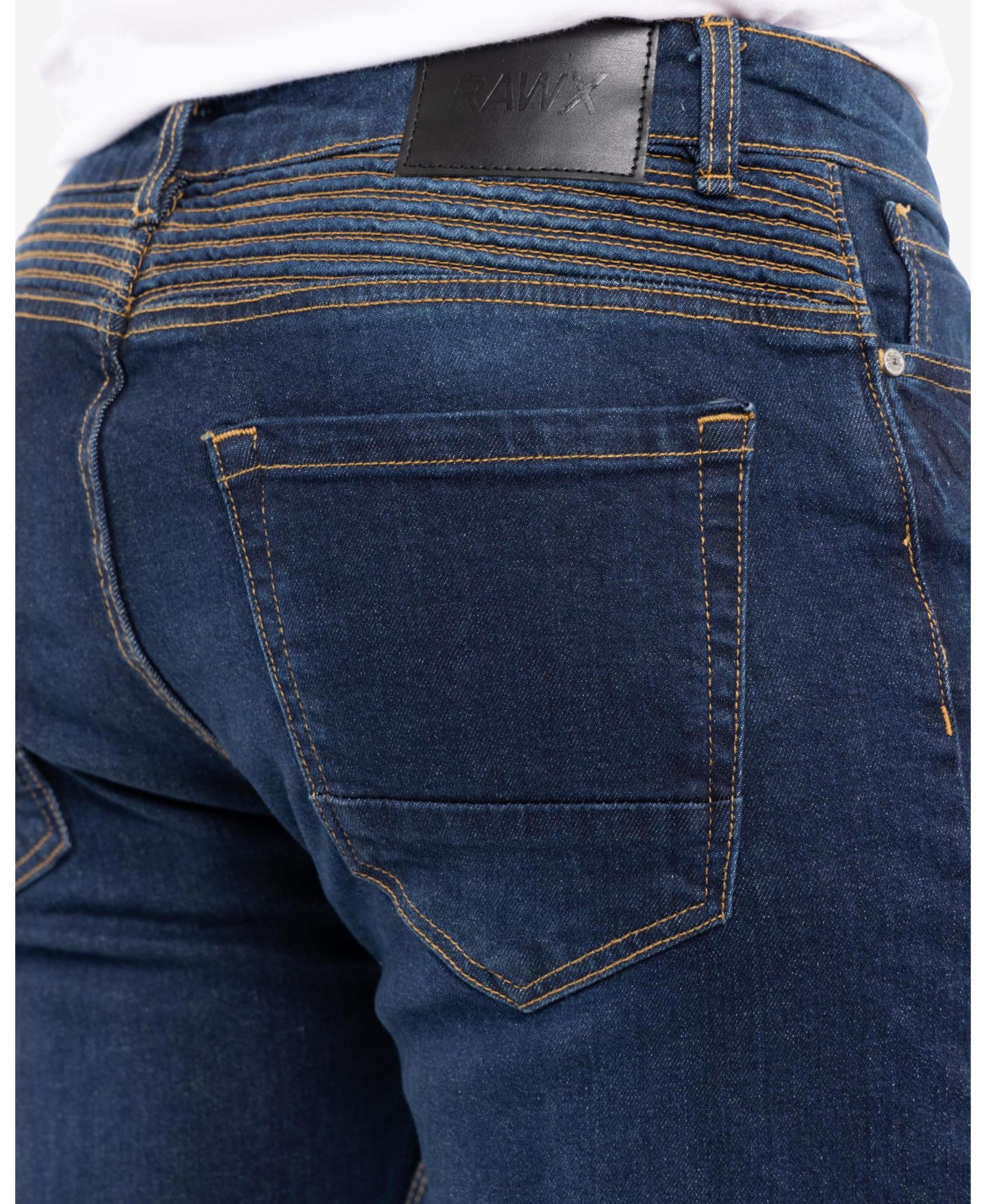 Мужские джинсы X-Ray RAW X Slim Fit Moto, цвет: Тёмный синий — фото 11