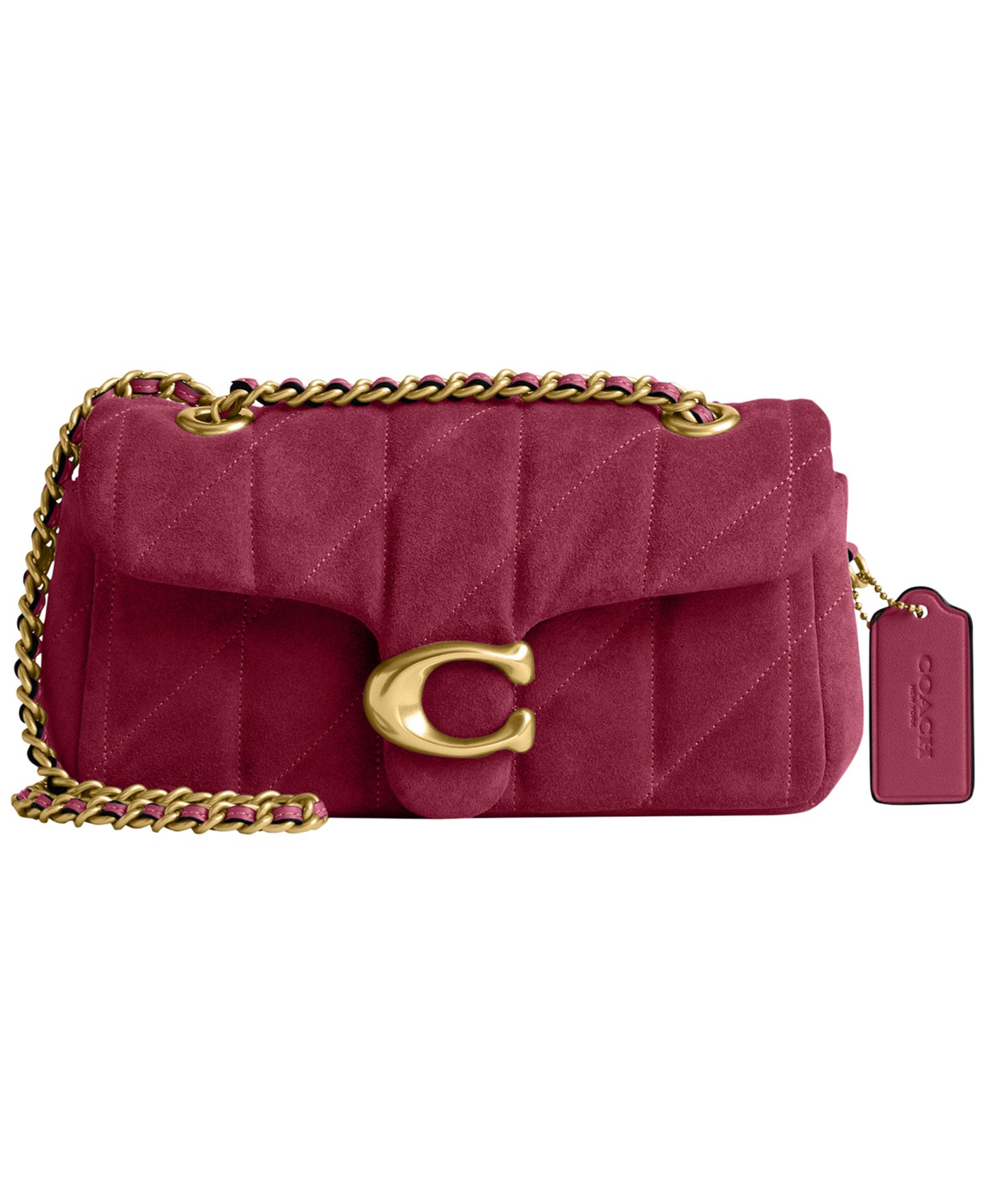 Женская сумка COACH Quilted Tabby Small Suede Shoulder 20, цвет: Латунный — фото 1
