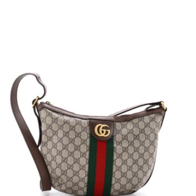 Small Ophidia Half Moon Hobo GG Coated Canvas
