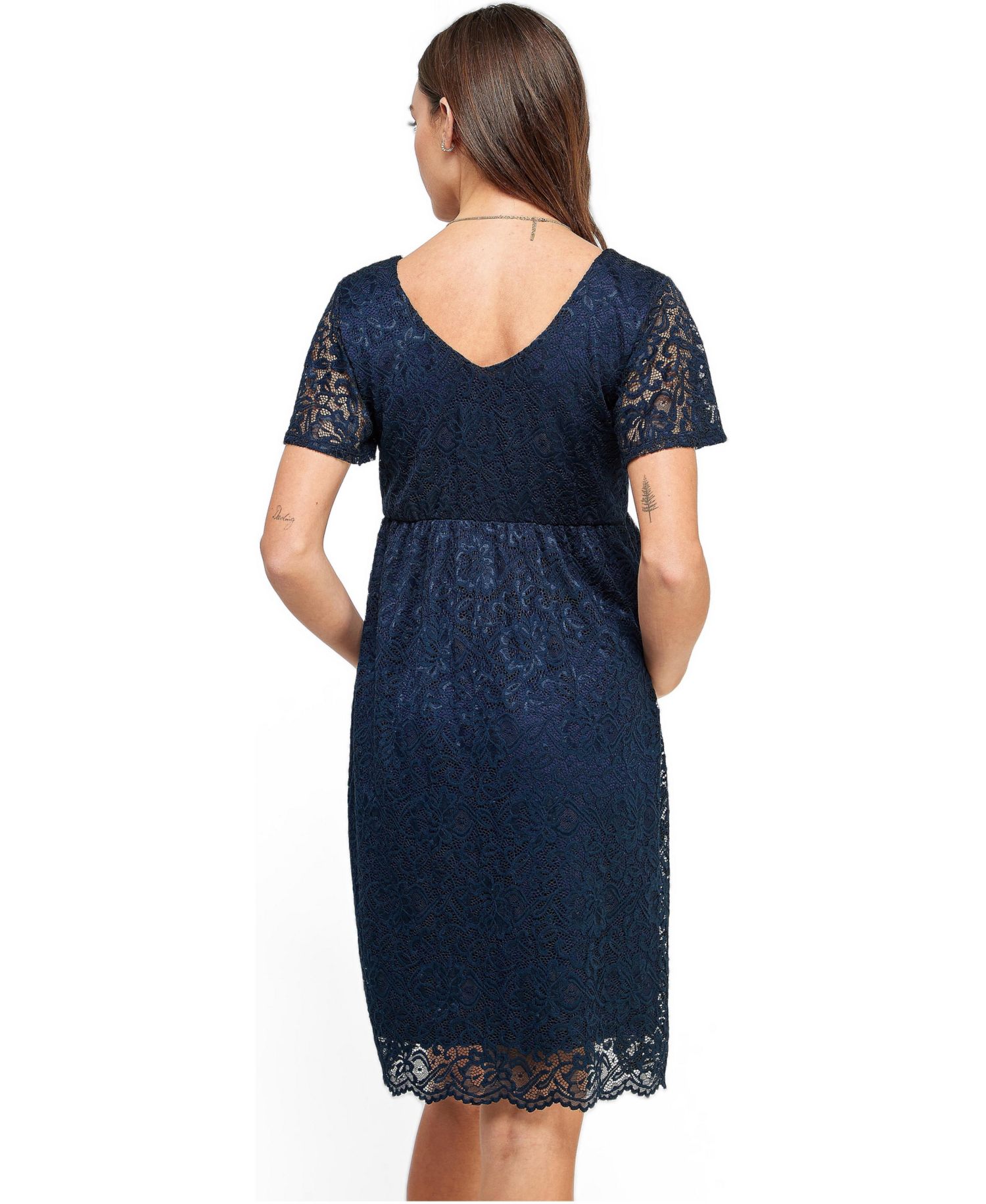 Women's Floral Lace Empire Waist Short Sleeve Dress