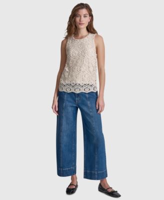 DKNY Jeans Women's Sleeveless Crochet Knit Tank Top - Macy's