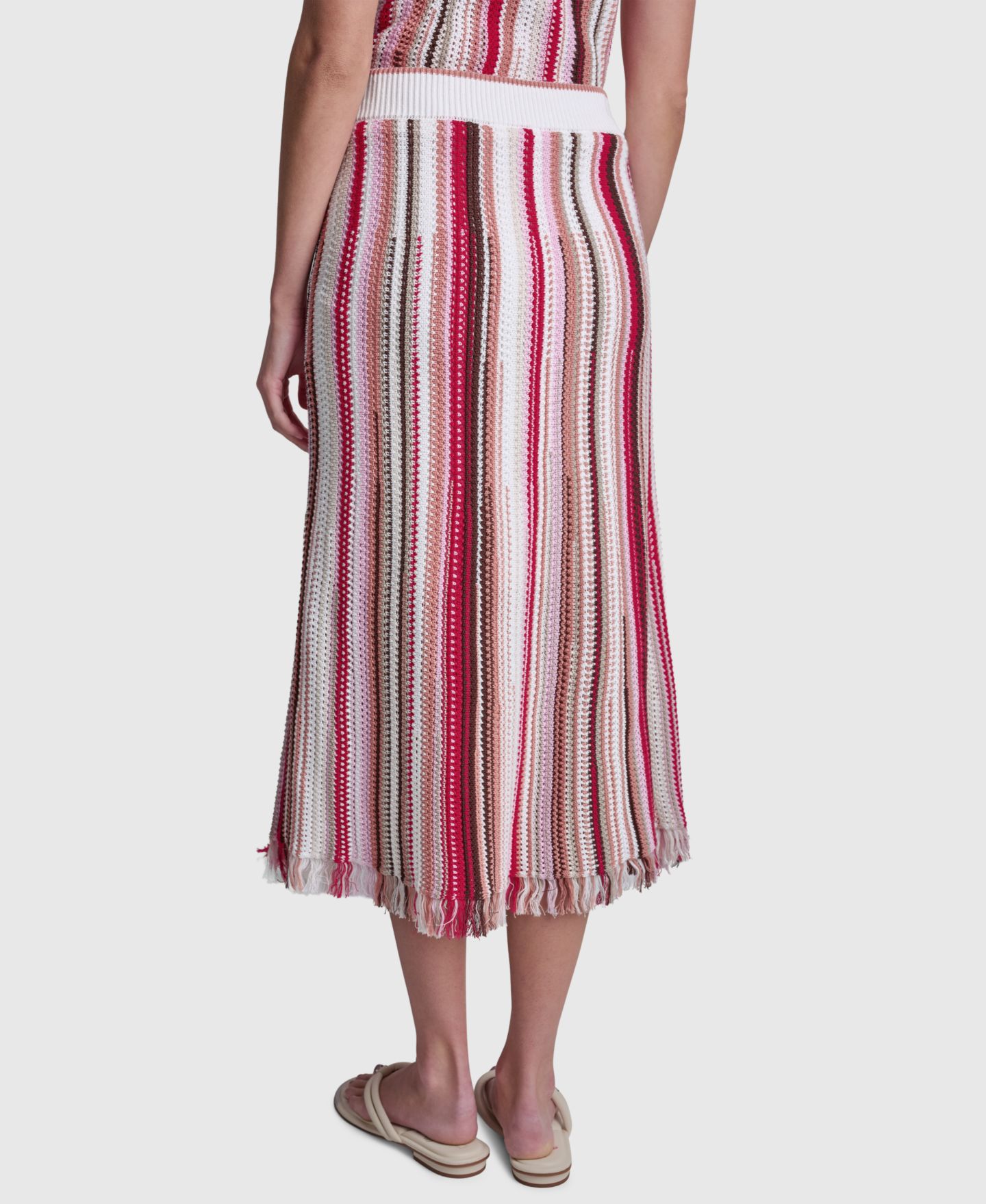 Женская юбка DKNY Jeans Pointelle Stitch Striped Midi, цвет: Разноцветный, вариант 1 — фото 7