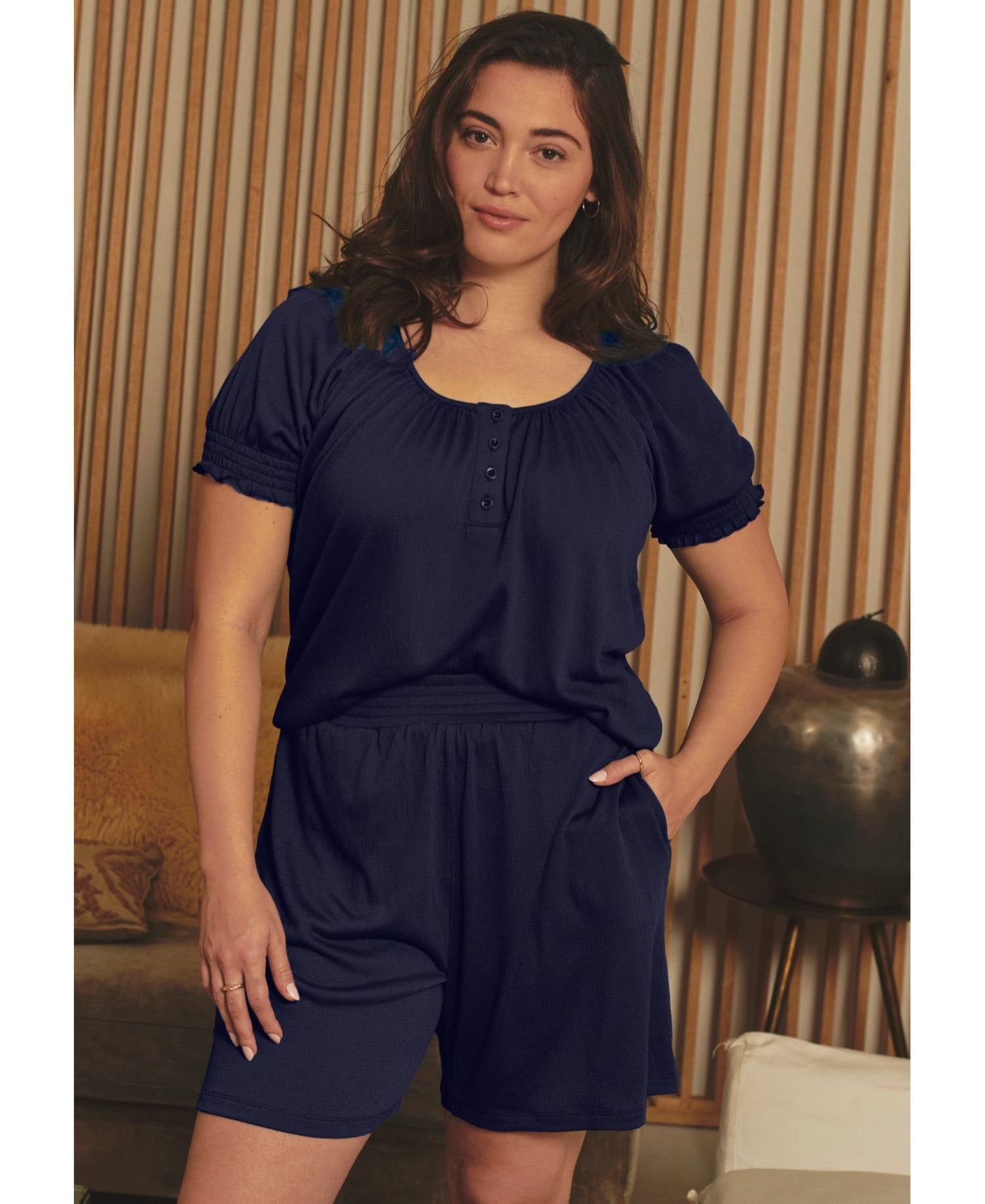 Women's Gauze Puffed Sleeve Top
