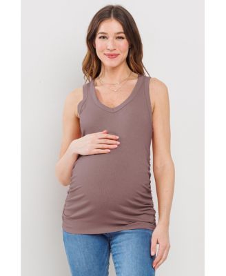 Maternity Side Ruched Ribbed Tank Top