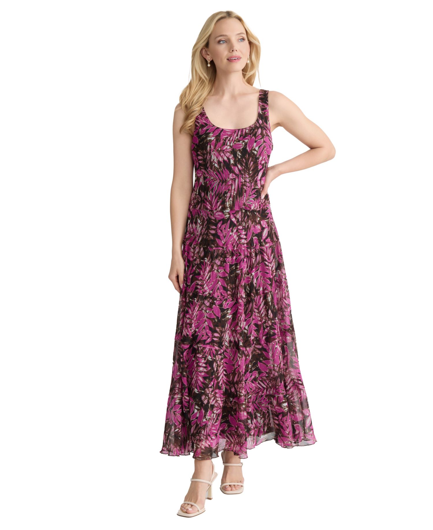 Petite Printed Scoop Neck Maxi Dress