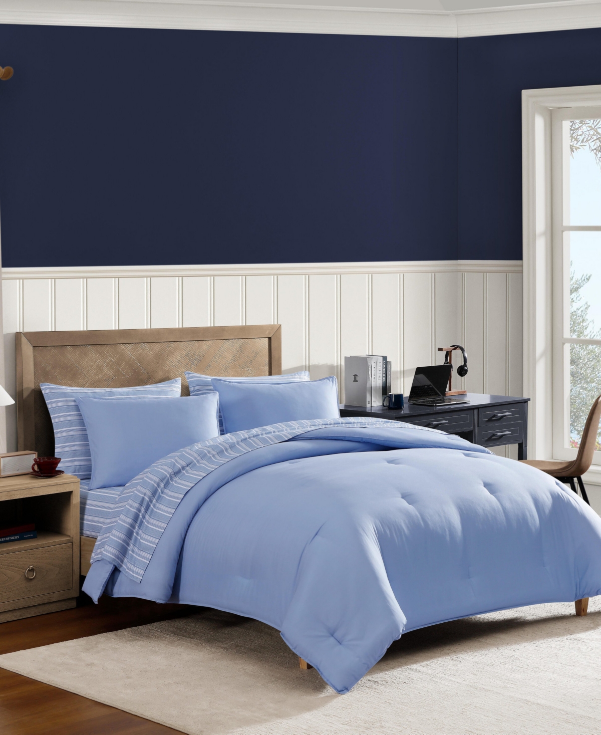 Tommy Hilfiger Core Solid Washed Microfiber -Pc. Comforter Set