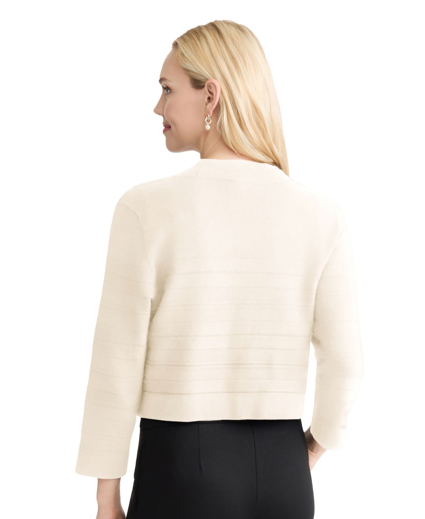 Женские болеро Jones New York Petite Cropped Striped Stitch Shrug, цвет: Белый песочный — фото 4