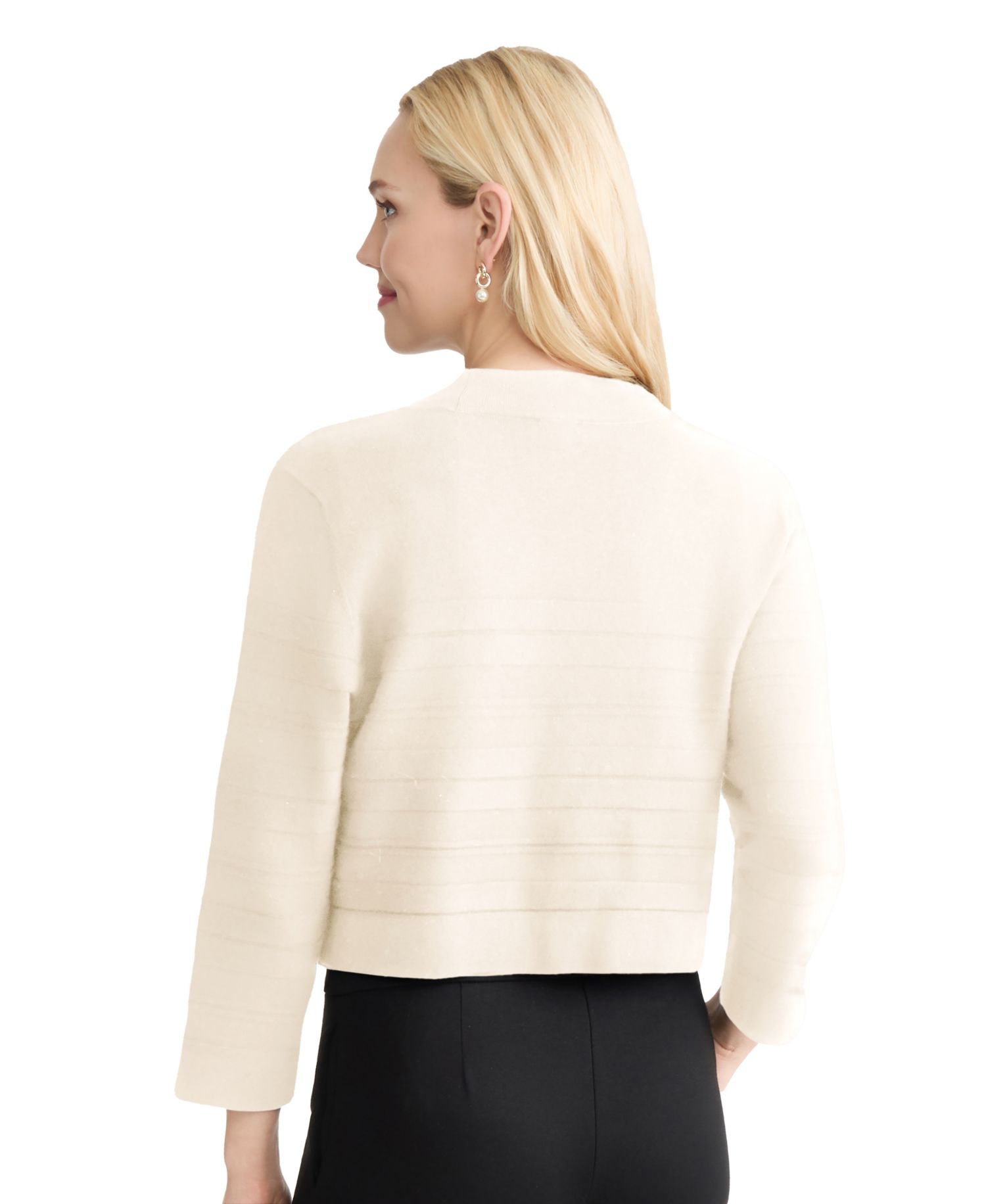 Petite Cropped Striped Stitch Shrug