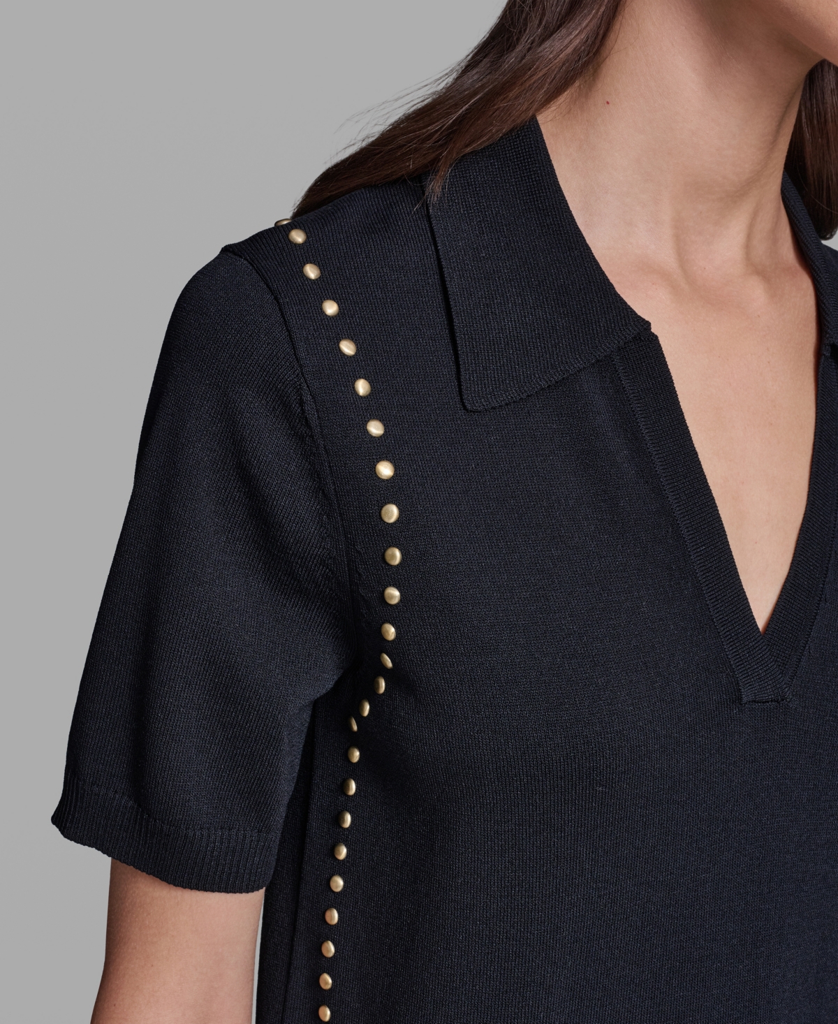 Karl Lagerfeld Paris Women's Short-Sleeve Nailhead Trim Sweater