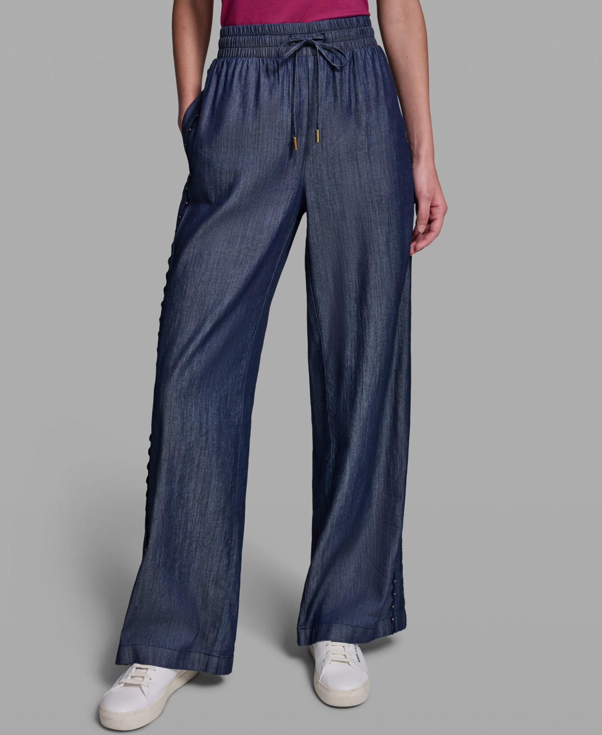 Женские KARL LAGERFELD PARIS Women's Soft Drawstring Waist Side Detail Pull-On Pants — фото 1