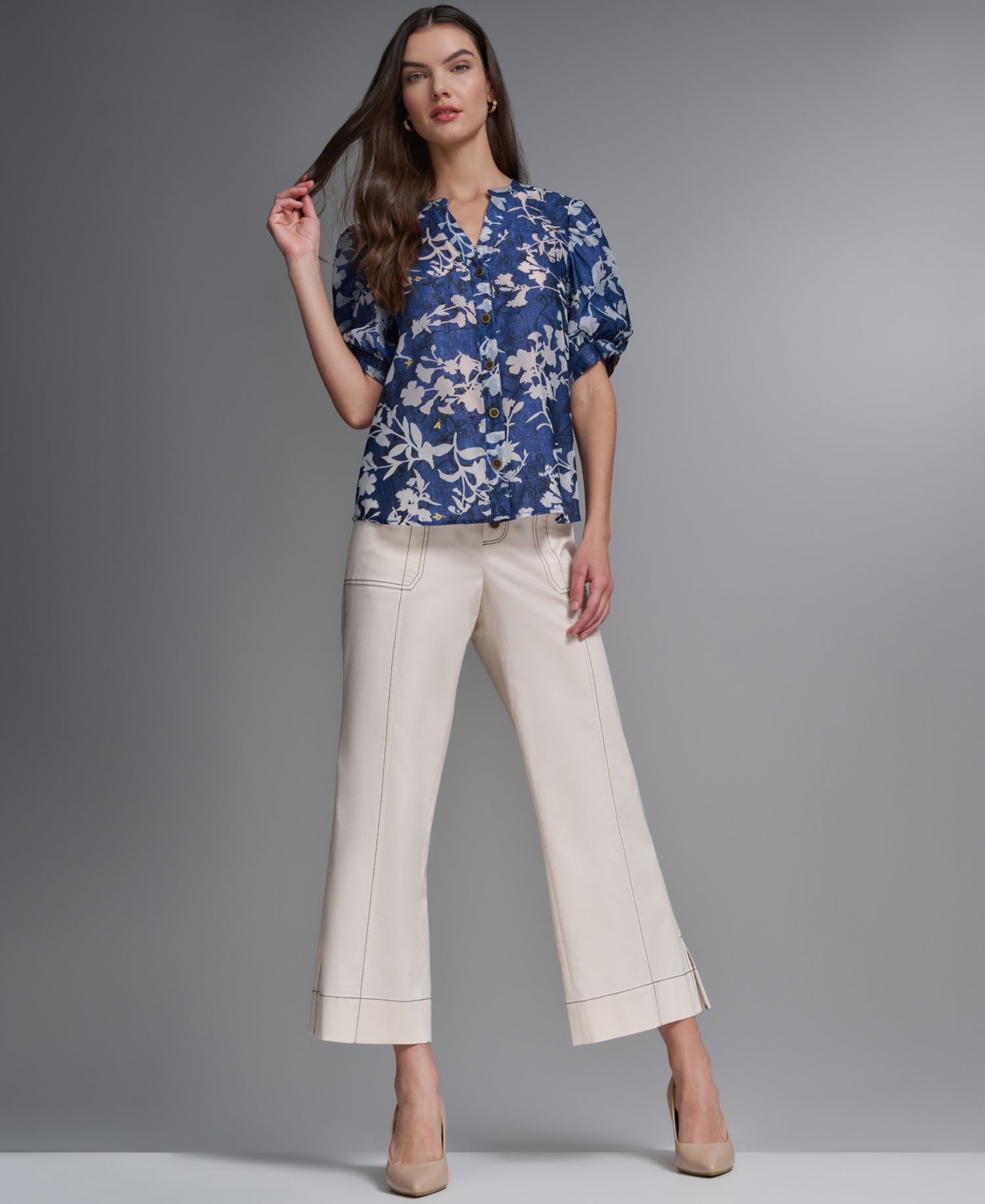 Women's Short-Sleeve Burnout Woven Top