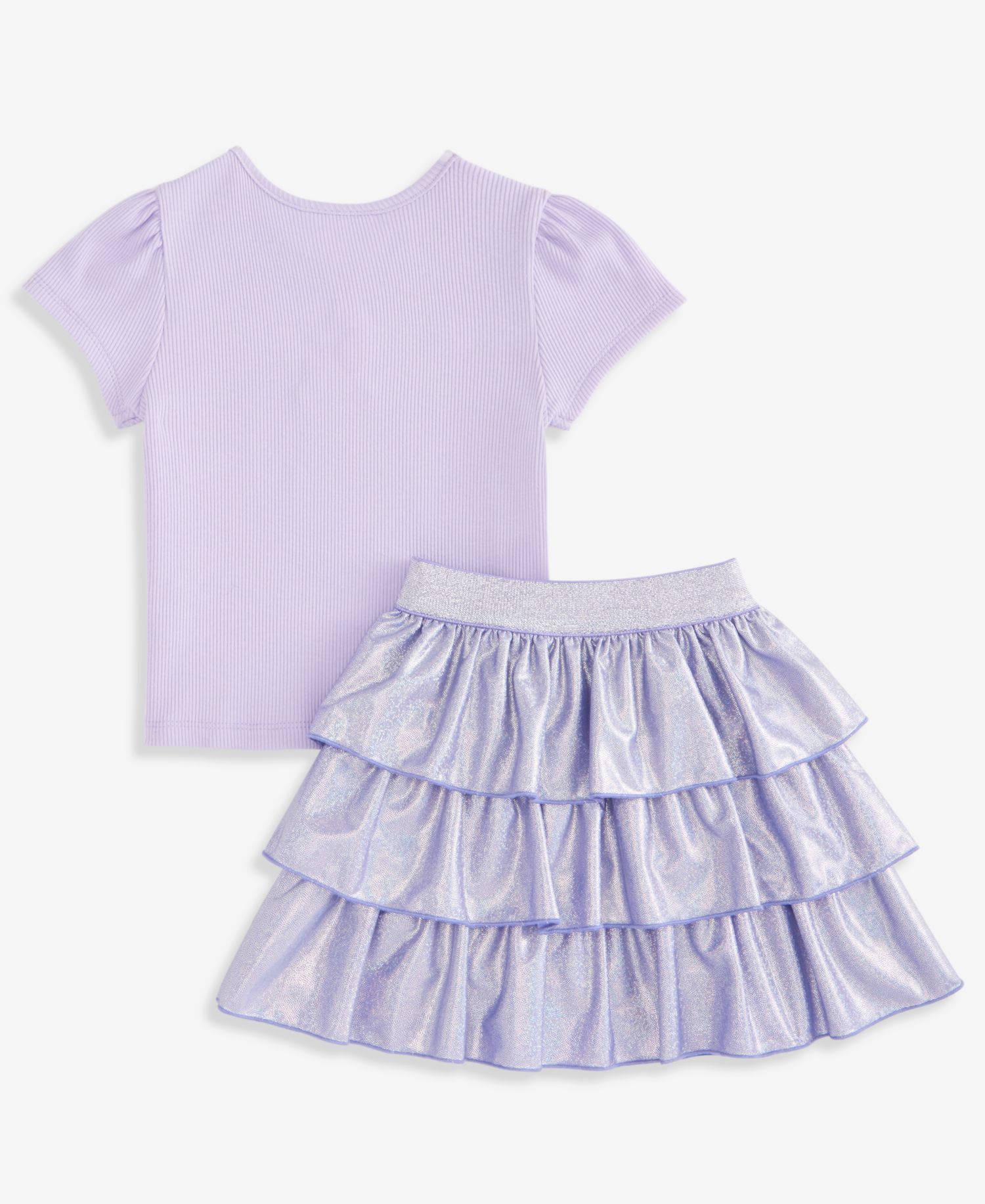 Toddler Girls' 12M-5T Star T-Shirt and Sparkle Tiered Skort, 2-Piece Set