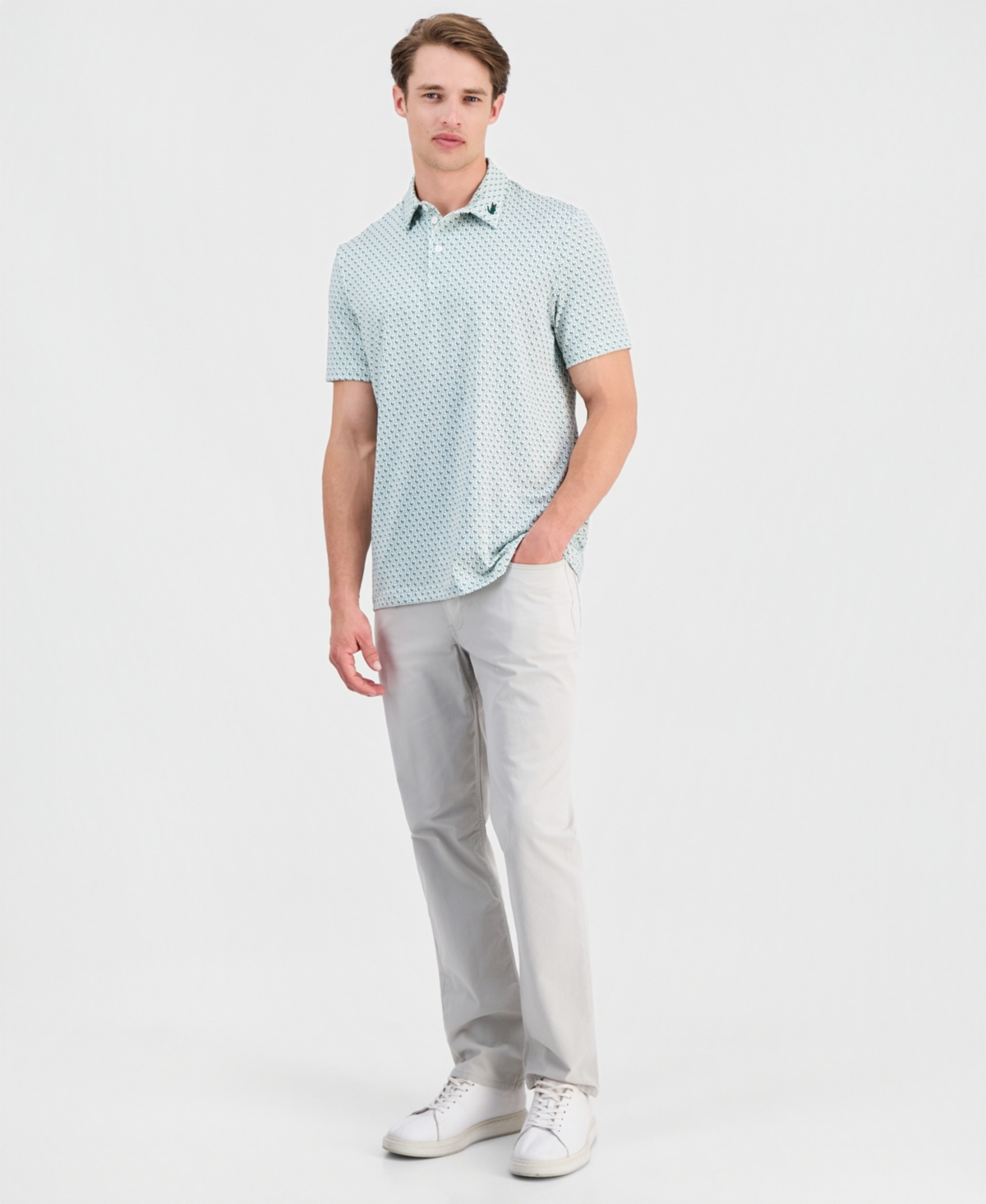 Lacoste Men's Ribbed Collar Printed Polo Shirt