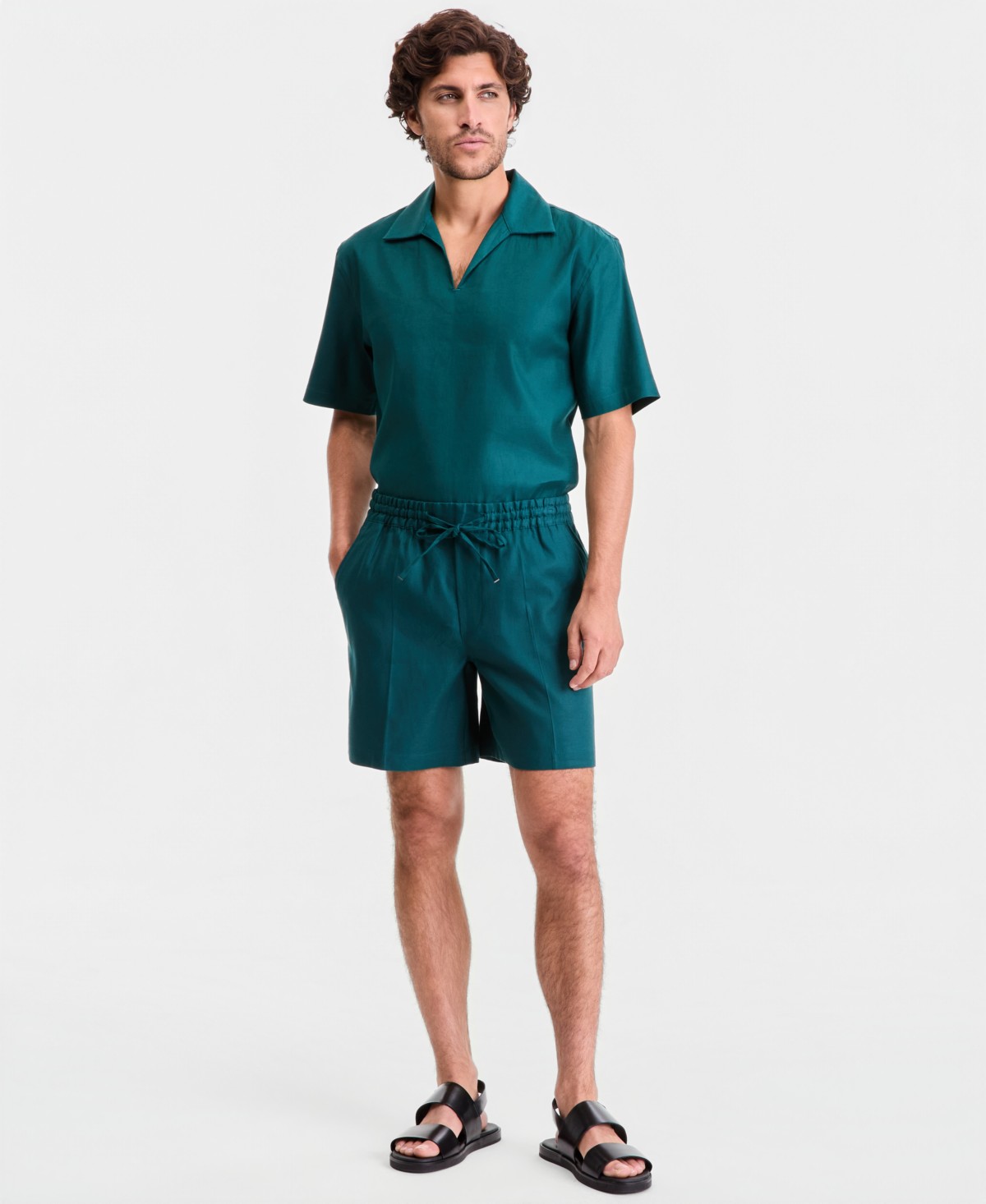 Мужские Macy's Alfani Men's Linen-Blend Pull On Shorts — фото 1