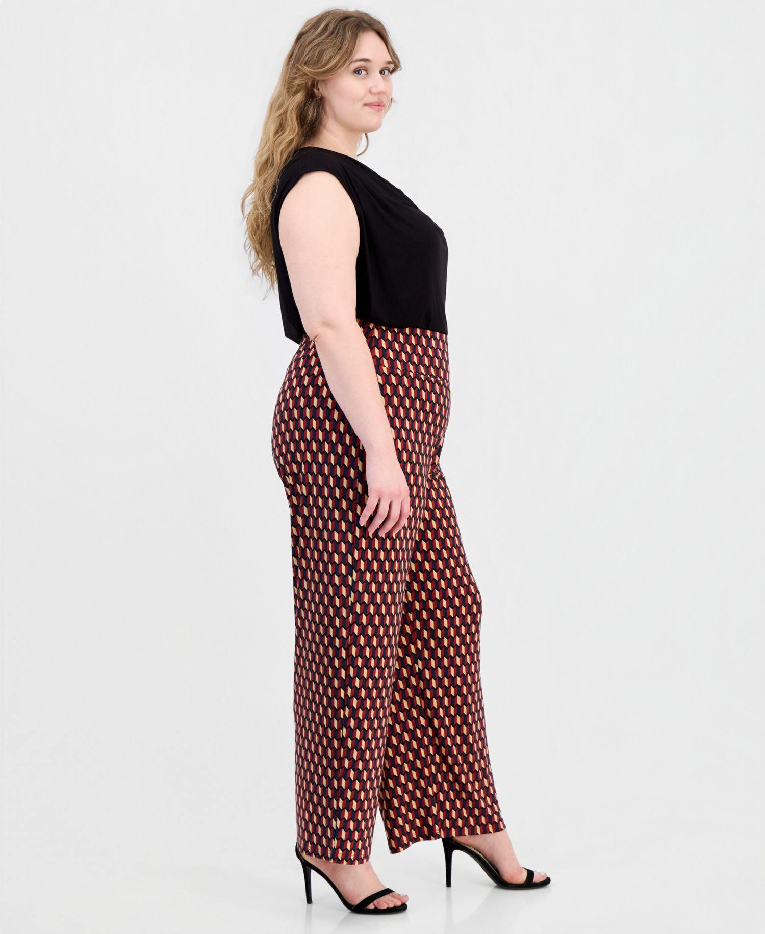 Plus Size Pull-On High-Rise Wide-Leg Pants
