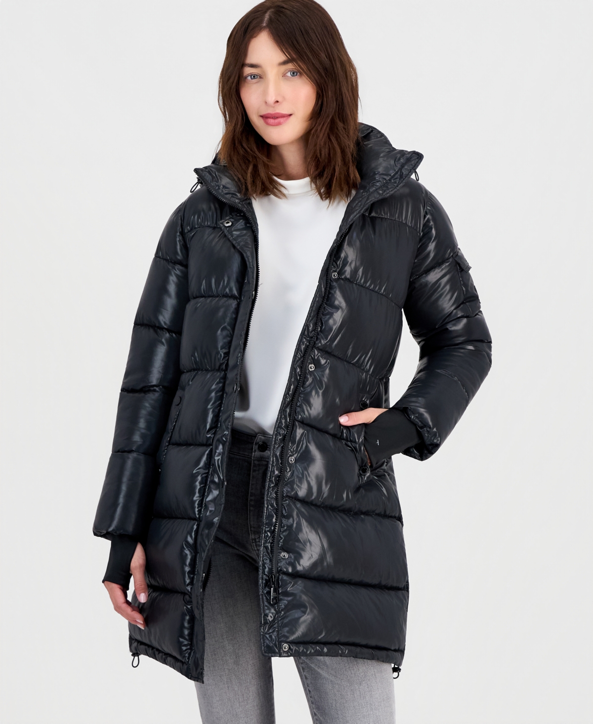 Steve Madden Women's Hooded Puffer Coat, Created for Macy's