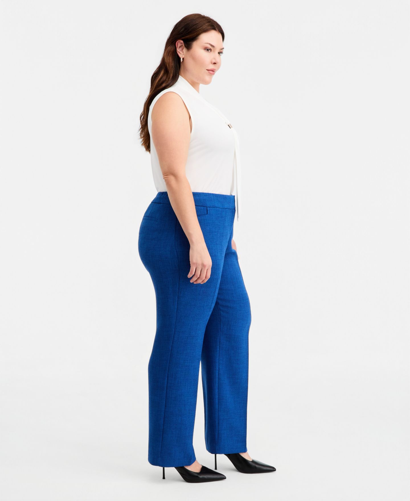 Женские брюки Kasper Plus Size L-Pocket Straight, цвет: Синий ночной меланжевый — фото 3