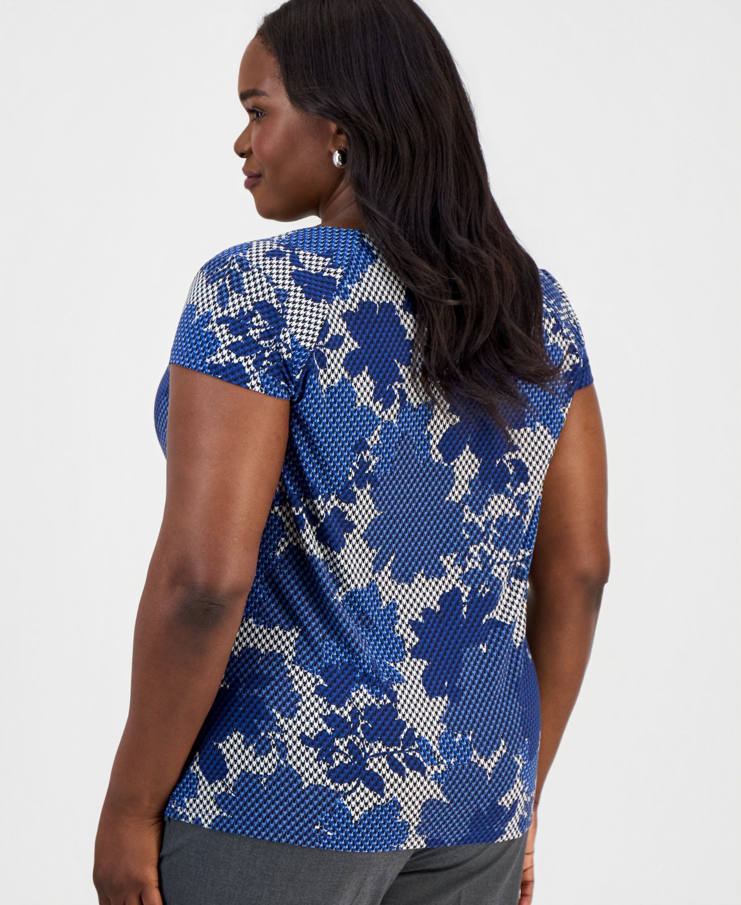Plus Size Cowl-Neck Cap-Sleeve Top