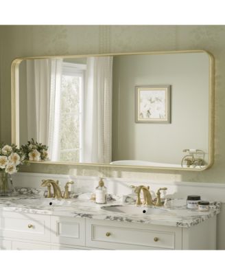 60" x 30" High-Strength Tempered Glass and Aluminum Alloy Framed Wall Decor Bathroom Vanity Mirror