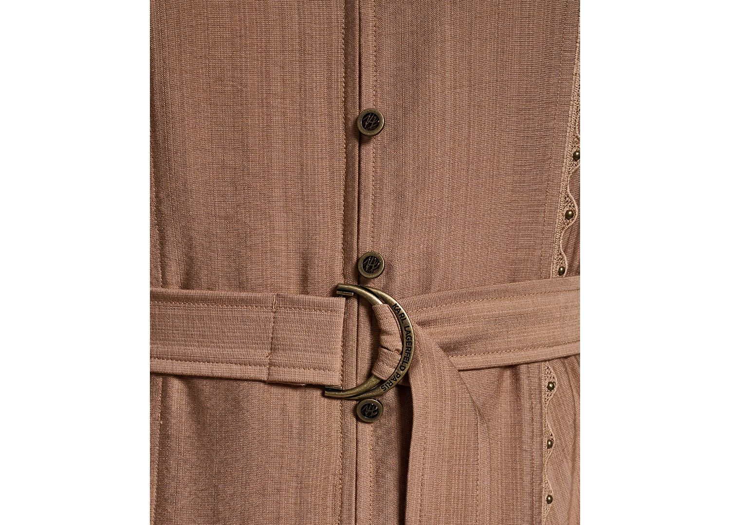 Women's Belted Nailhead Trim V-Neck Dress