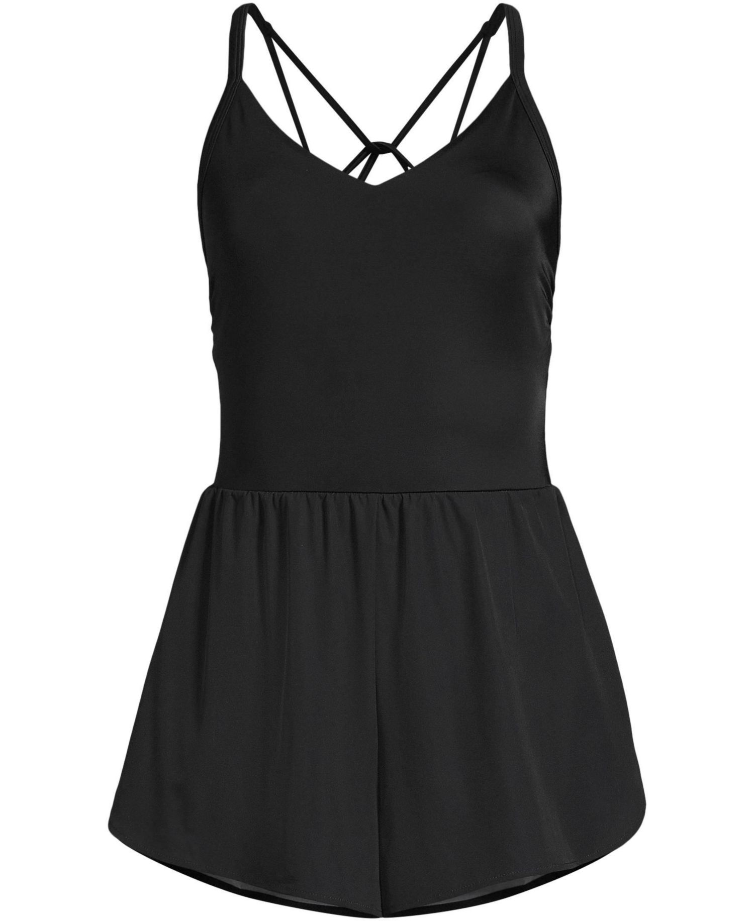 Women's Tugless V-Neck Strappy X-Back Swim Romper