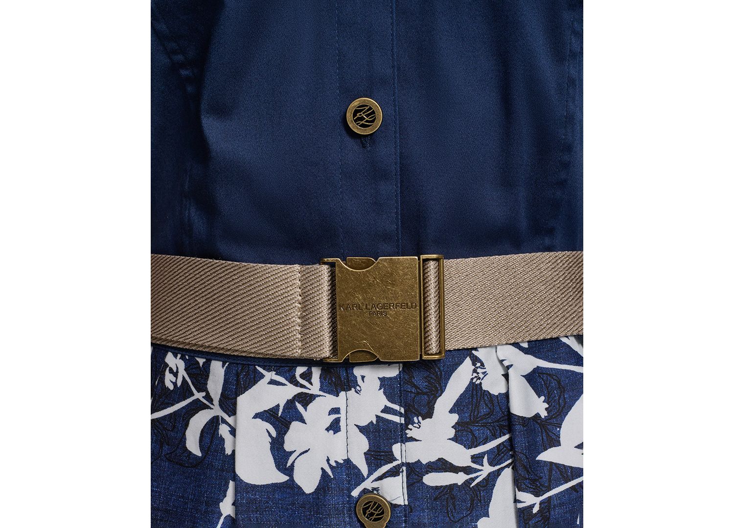 Petite Collared Neck Belted Dress