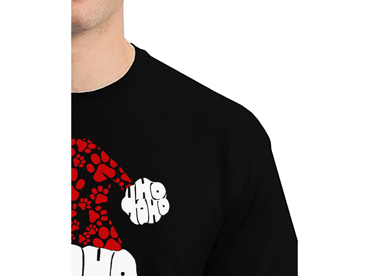 Мужская футболка LA Pop Art Santa Hat Paw Print Word Art, цвет: Чёрный — фото 2