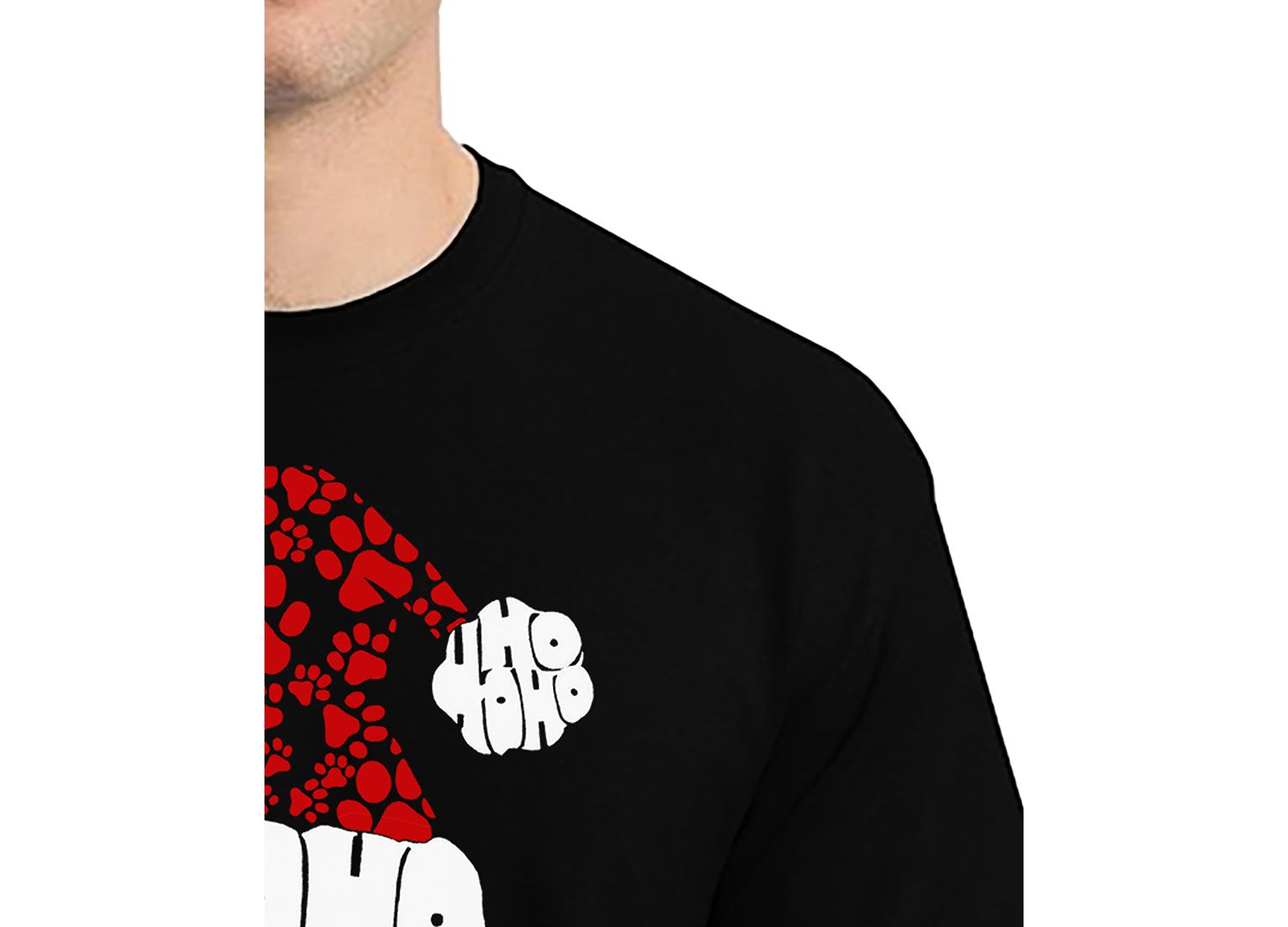 Men's Santa Hat Paw Print Word Art T-Shirt