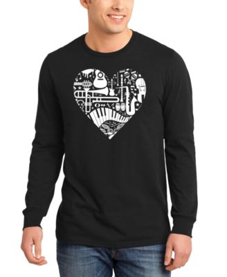 Men's Music Instruments Heart Word Art Long-Sleeve T-Shirt