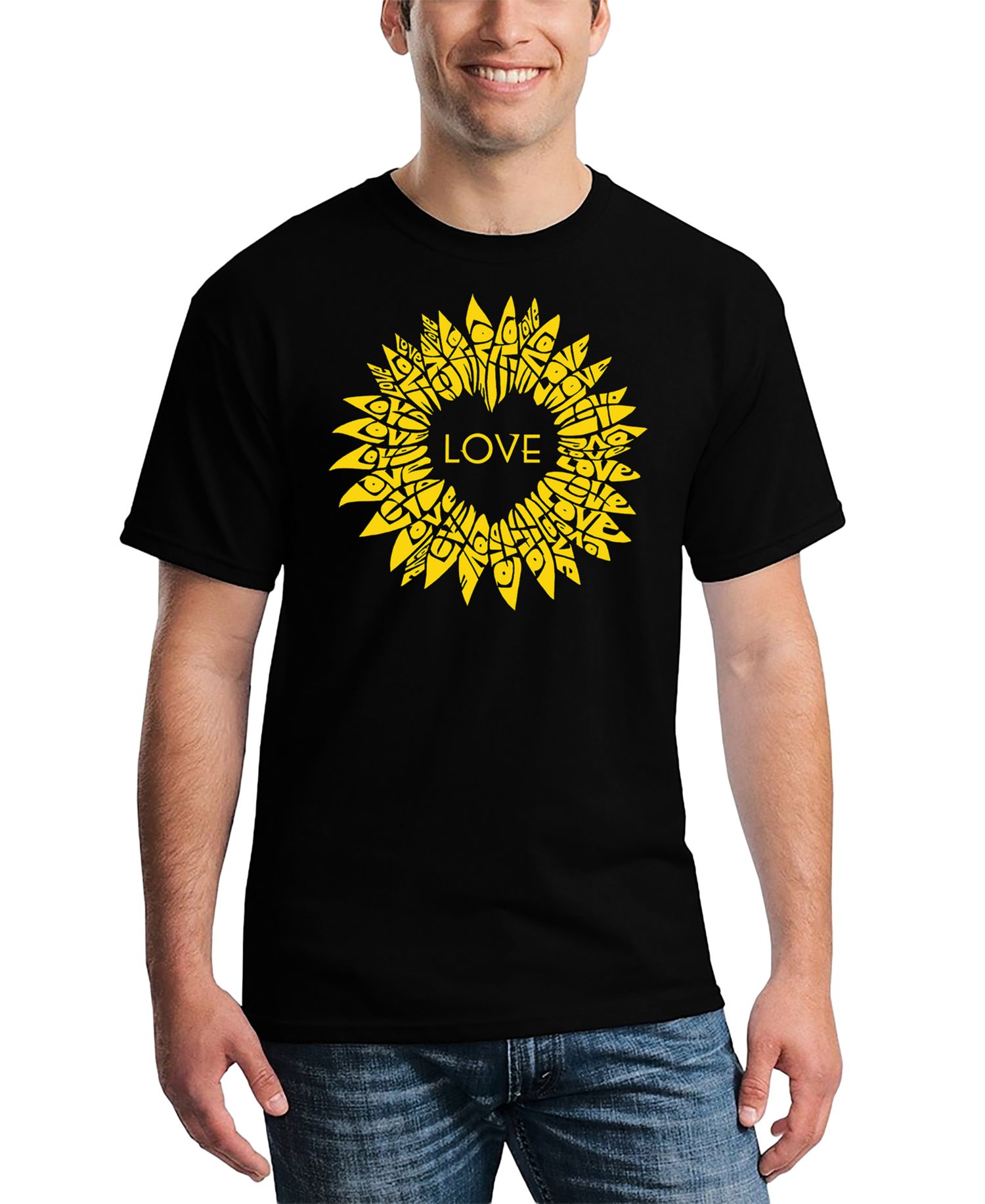 Men's Love Sunflower Word Art T-Shirt