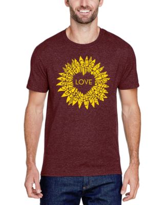 Men's Love Sunflower Word Art Cotton/Poly Blend T-Shirt