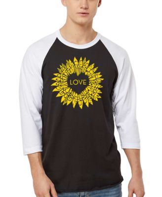 Men's Love Sunflower Word Art Raglan-Sleeve T-Shirt