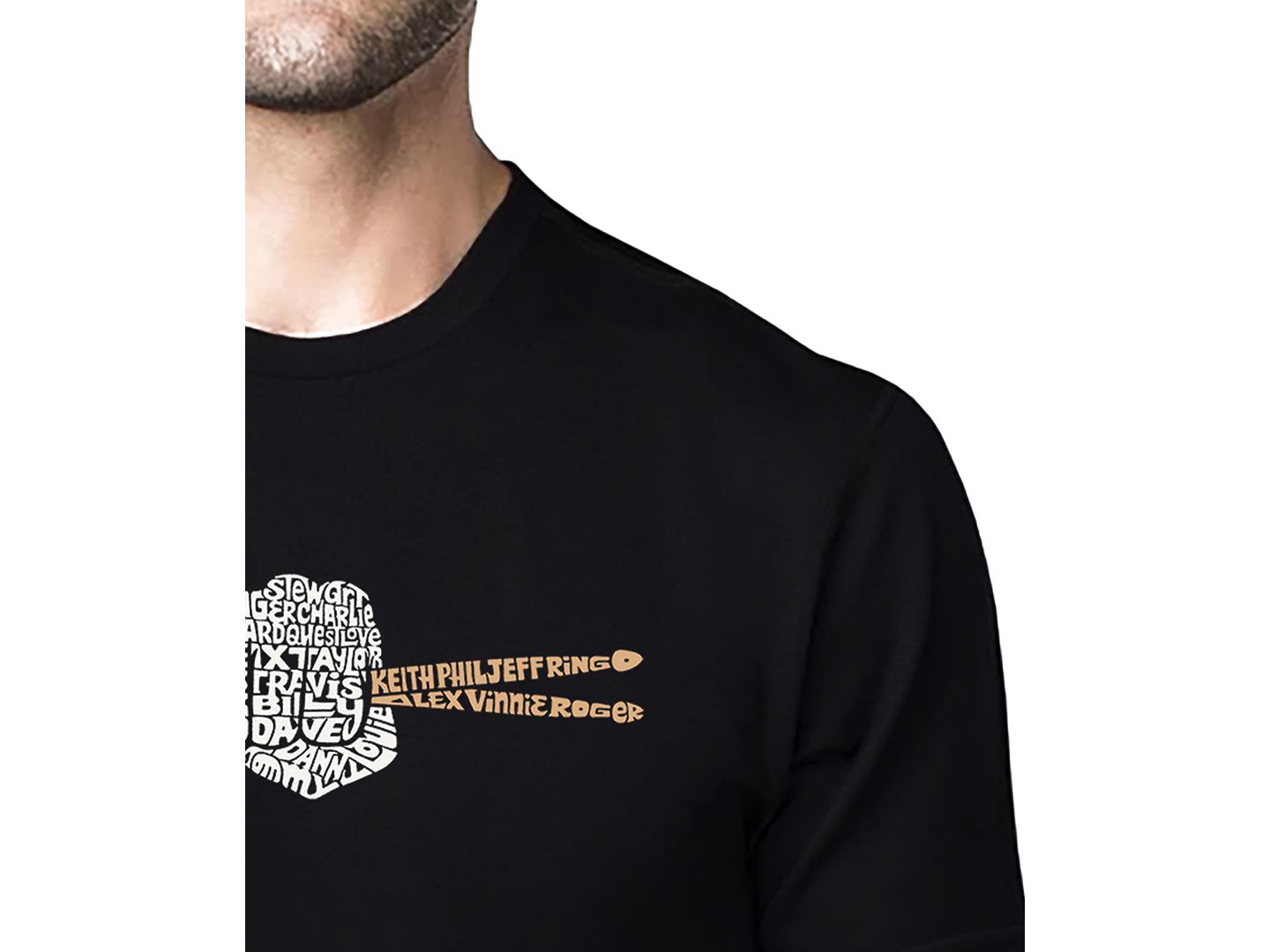 Мужская футболка LA Pop Art Drumsticks Word Art Cotton and Polyester Blend, цвет: Чёрный — фото 2