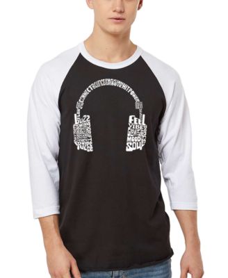 Men's Headphones Word Art Raglan-Sleeve T-Shirt