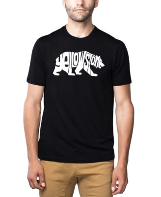 Men's Yellowstone Bear Word Art Cotton and Polyester Blend T-Shirt