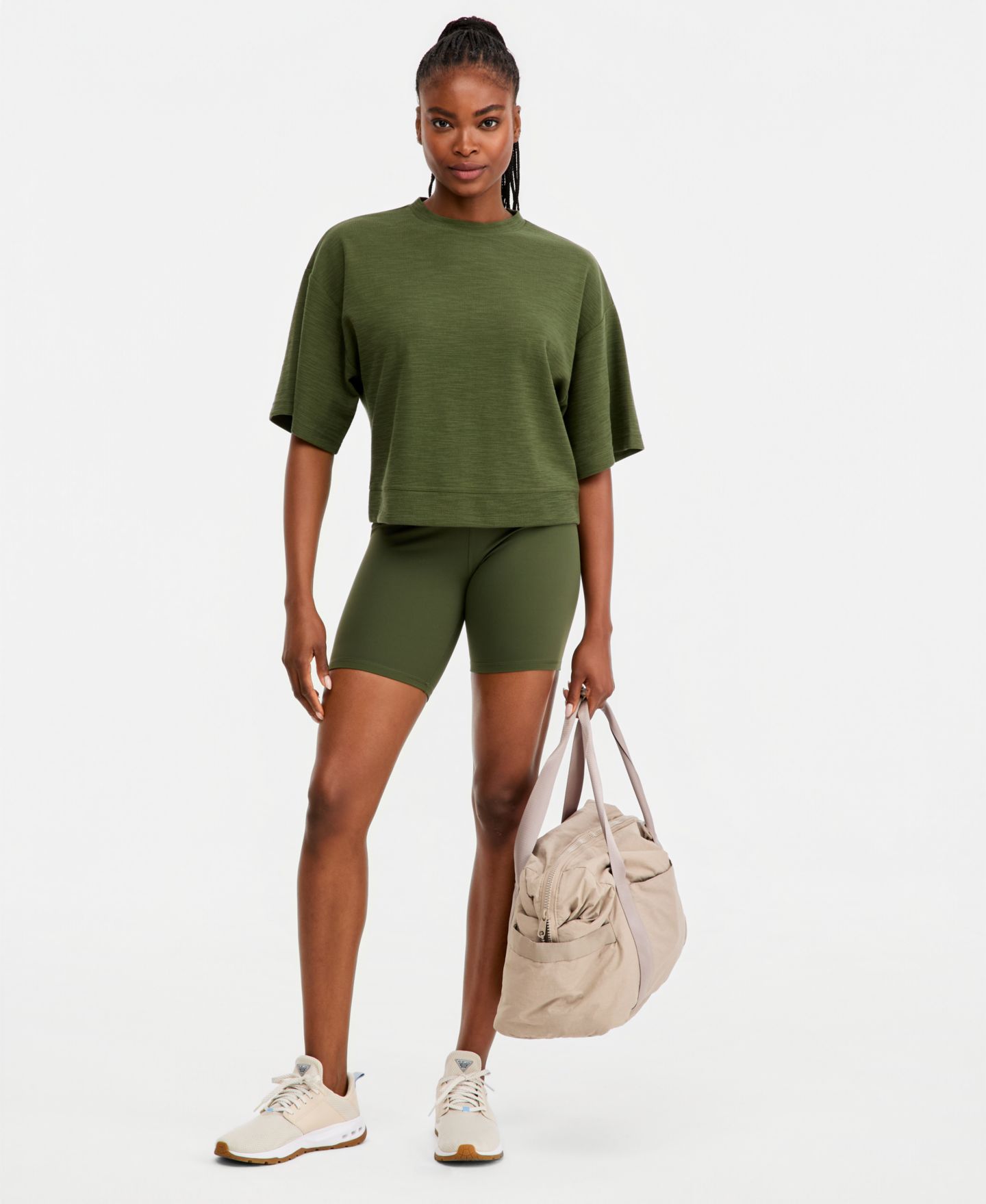 Женский топ ID Ideology Rub Slub Short-Sleeve Top, цвет: Seaweed — фото 2