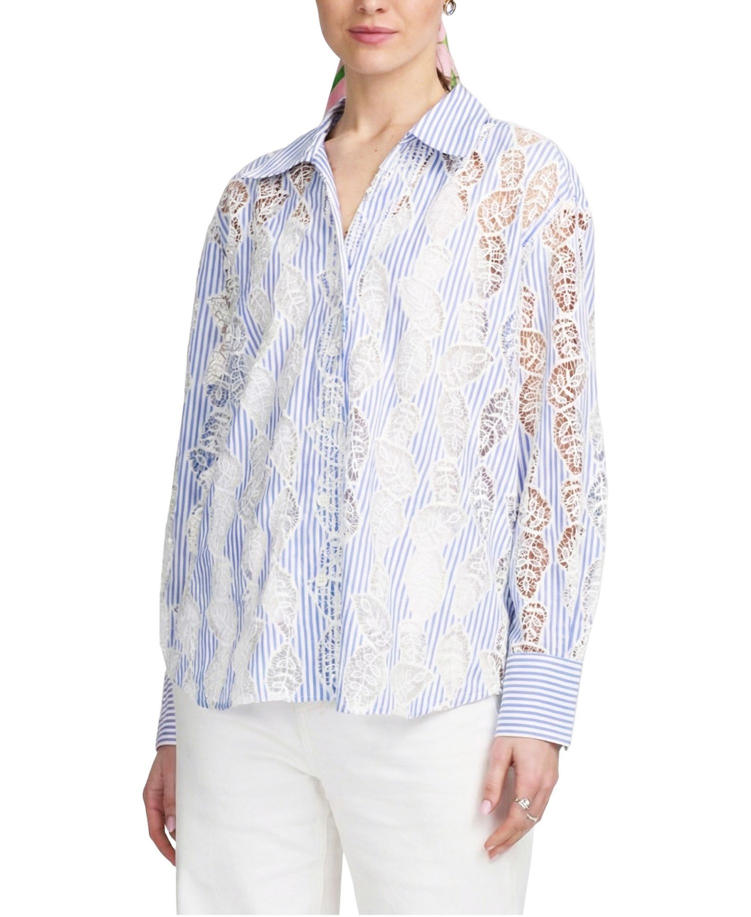 Women's Lace Striped Shirt