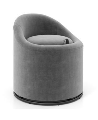 360degree(s) Swivel Upholstered Barrel Chair with Hidden Storage for Vanity and Makeup