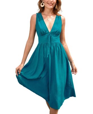 Women's Deep Tide Blue Midi Beach Dress
