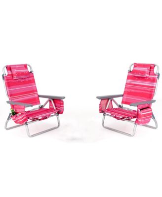 2PCS Folding Backpack Beach Chair Table Set 5-Position Outdoor Reclining Chair Hot
