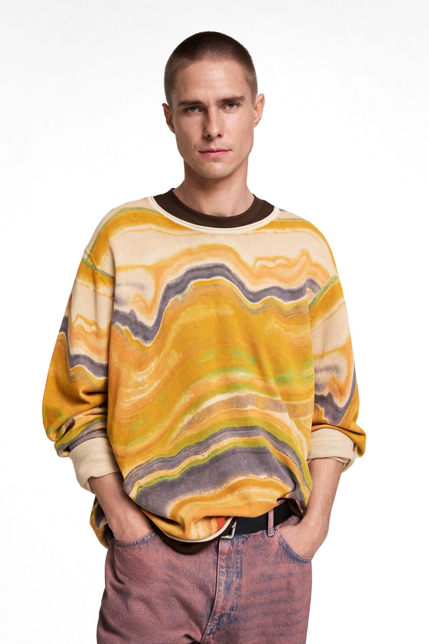 Мужской свитер Desigual Abstract printed, цвет: Жёлтый — фото 1