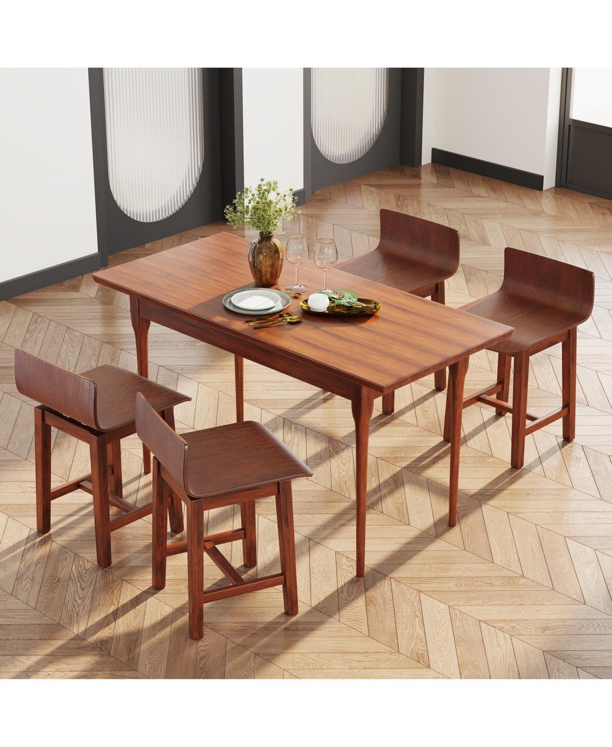 Slickblue Set of 2 Swivel Dining Chairs with Low Backrest and Ergonomic Curved Seat